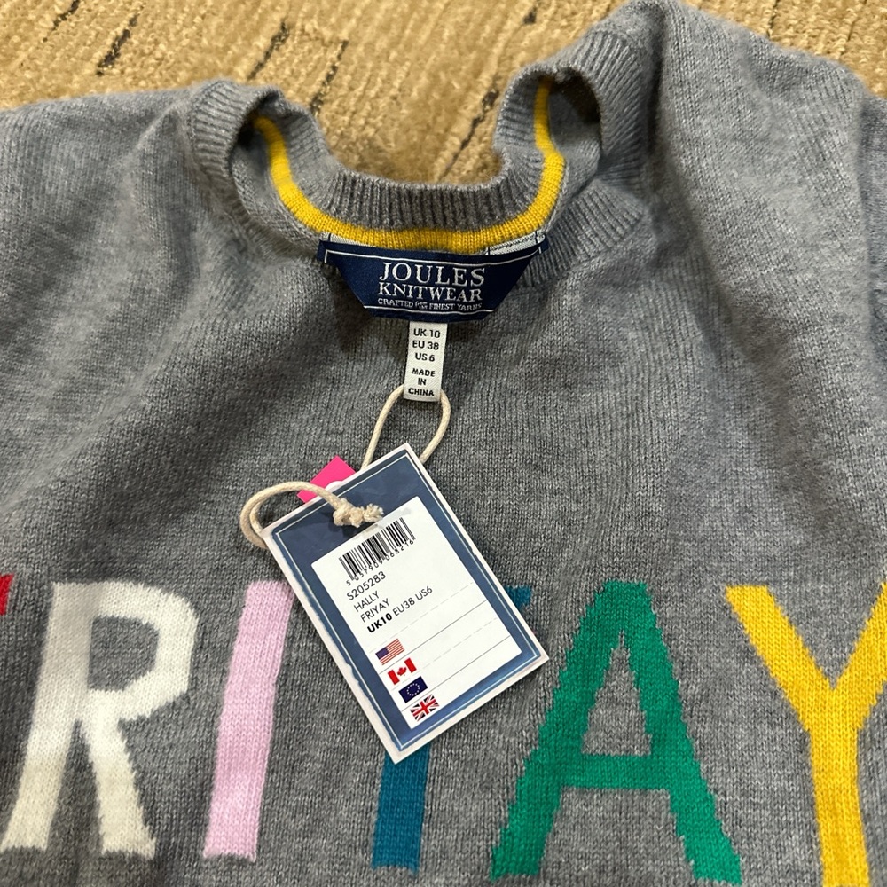 Joules Gray Knitwear with Multicolor Letters